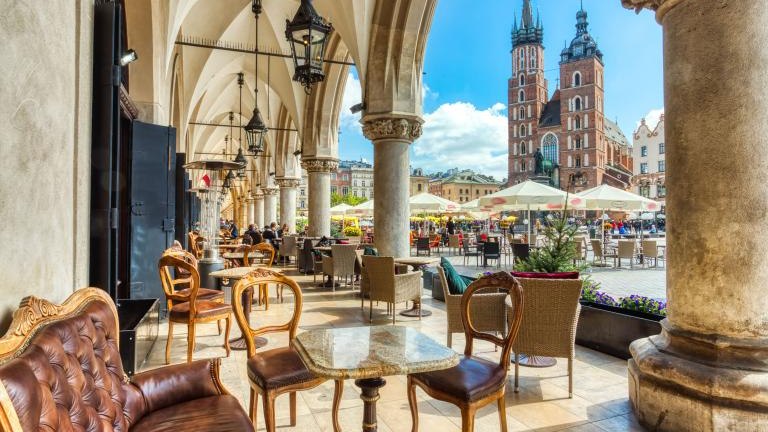 St. Mary's Basilica on the Krakow Main Square during the Day, Krakow, Poland shutterstock_1544724353.jpg