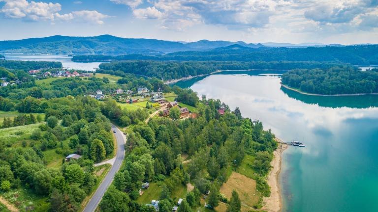 shutterstock_1108996013 Aerial drone view on beautiful Solina lake in Polish Bieszczady Mountains. Solina, Poland.jpg